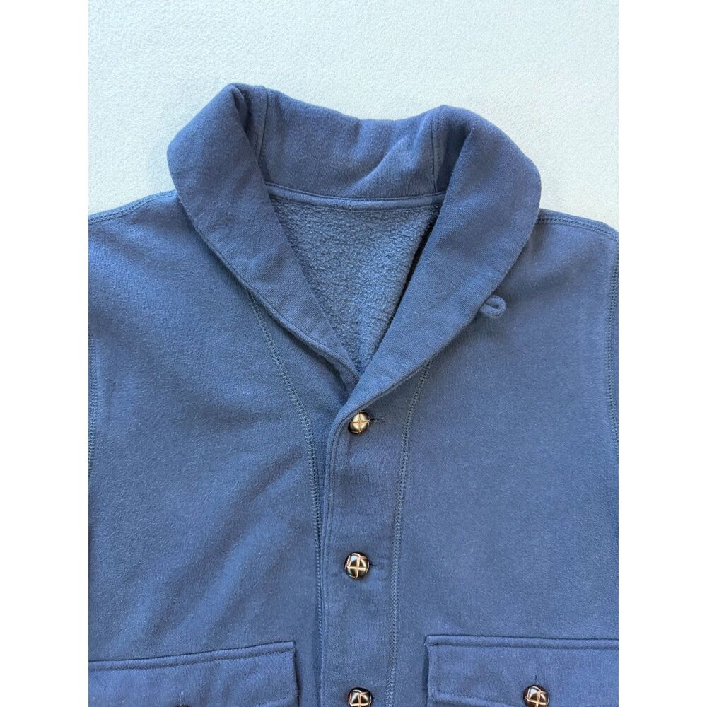Men’s Medium Navy Button Front Cardigan Jacket Fleece Pockets - Picture 10 of 10
